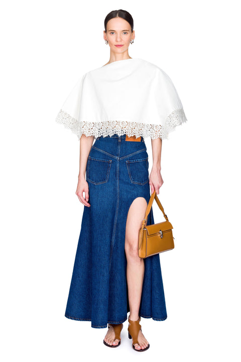Lace Trimmed Big Collar Top