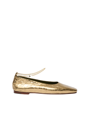 Augusta Gold Leather Flat