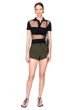 Striped Sheer Polo Top