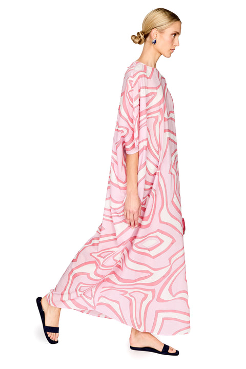 Labirinto Print Cotton Muslin Caftano