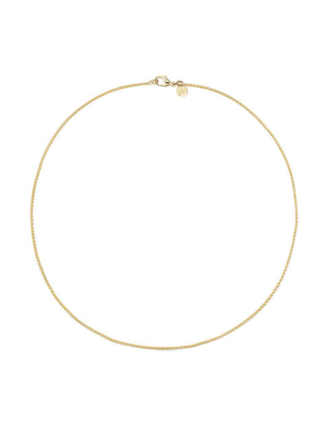 Yellow gold 1.8mm wheat chain necklace.