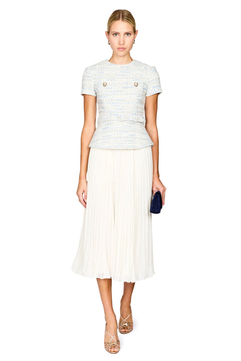 Boucle Chiffon Midi Dress