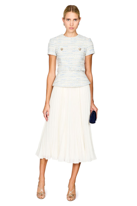 Boucle Chiffon Midi Dress