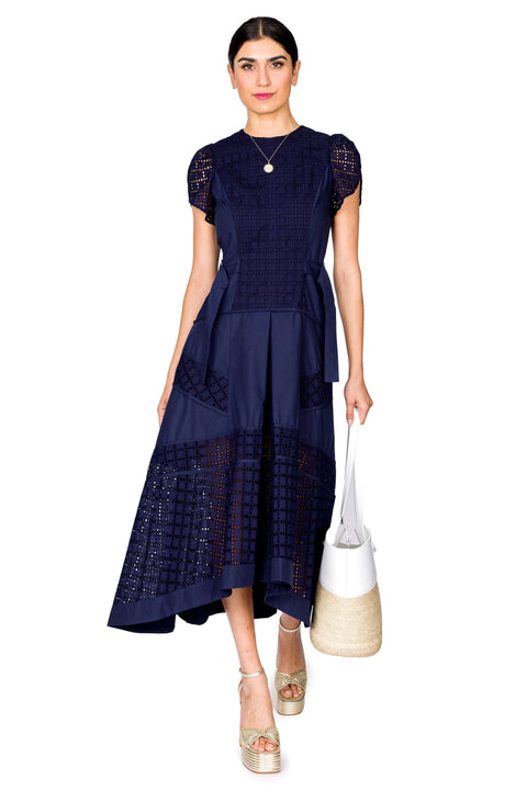 Broiderie Anglaise Grid Tulip Dress