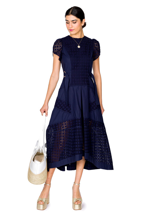 Broiderie Anglaise Grid Tulip Dress