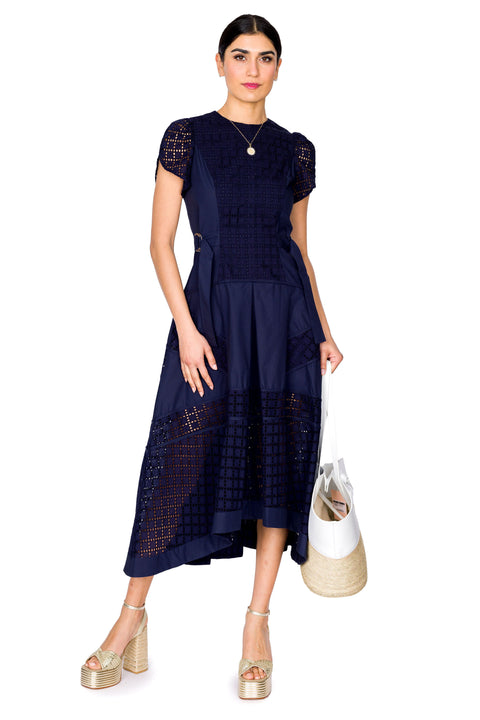 Broiderie Anglaise Grid Tulip Dress