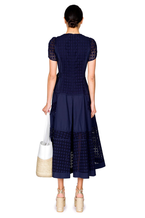 Broiderie Anglaise Grid Tulip Dress