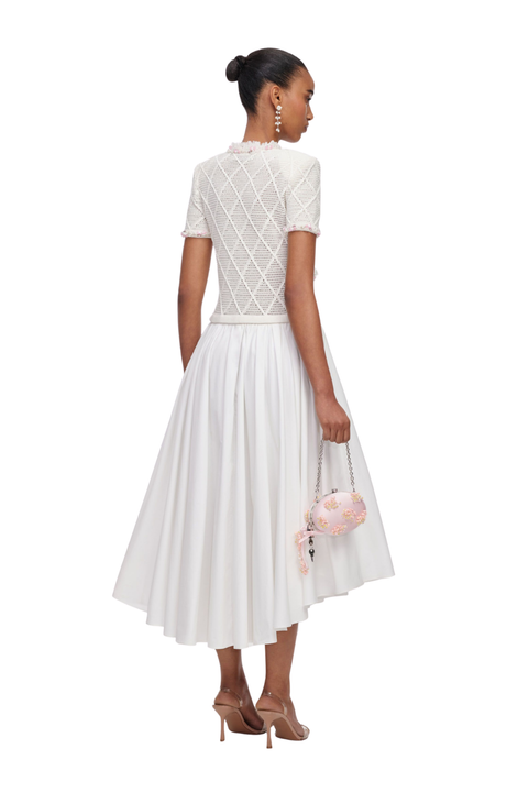 Fringe Knit Cotton Midi Dress