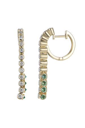 Tubbo Sideway Long Emerald And Diamond Earrings
