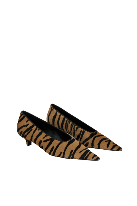 Sharp Pony Hair Kitten Pumps