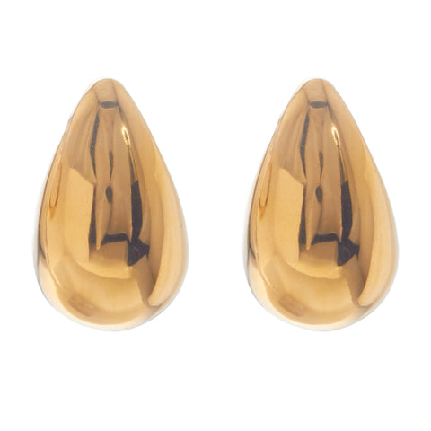 Tear drop shaped gold plated earrings.