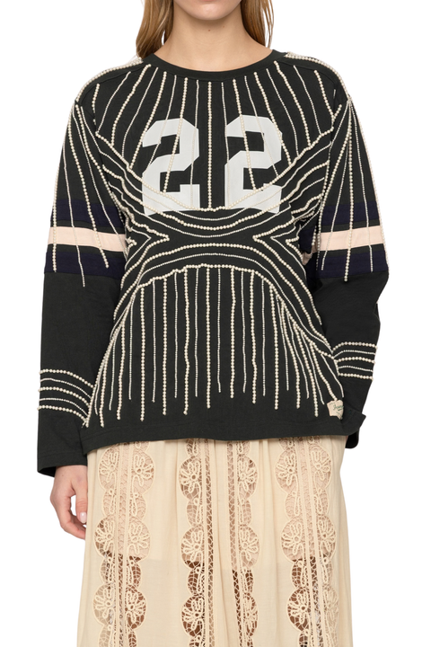 Quinn Embellished Beaded Long Sleeve T-Shirt