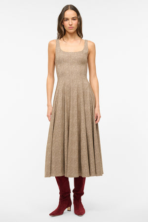 Wells Dress Mocha Herringbone