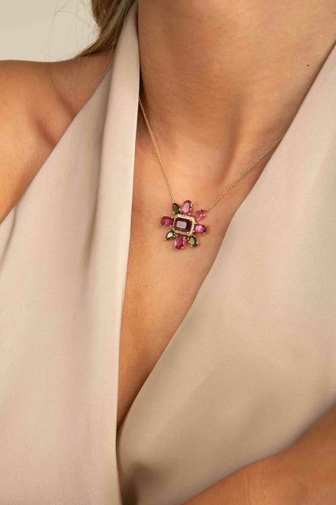 Jaipur Necklace Pink Tourmaline 14K