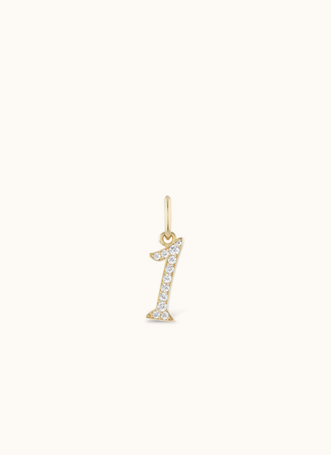 Yellow gold and white diamond number one charm.