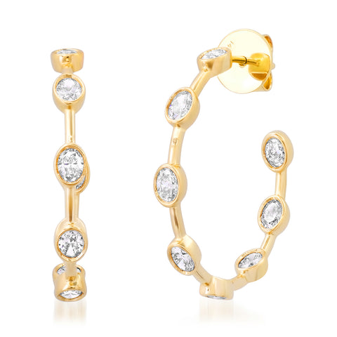 Oval Diamond Hoops