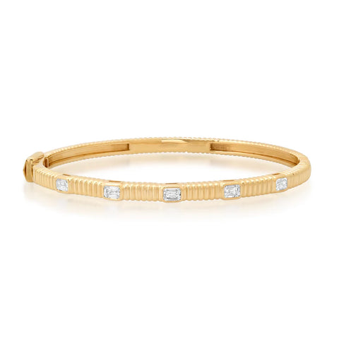 Tyche Reeded Emerald Diamond Bangle