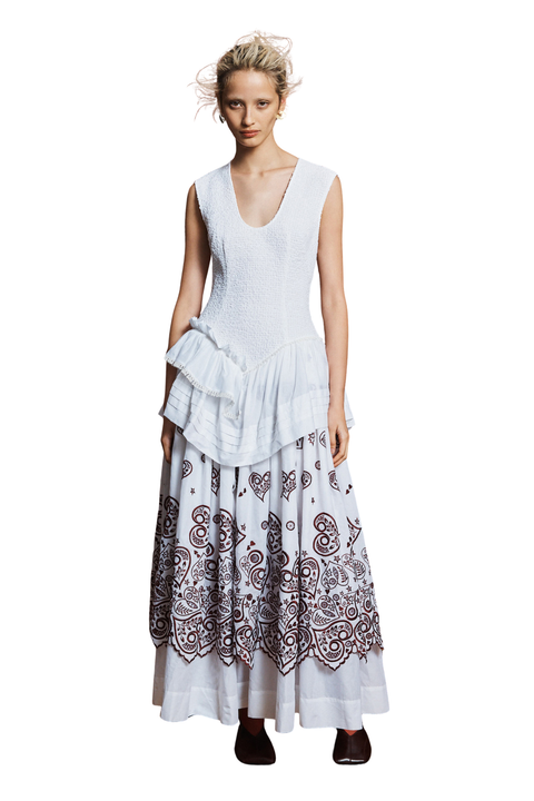 Bobby V Neck Embroidered Midi Dress