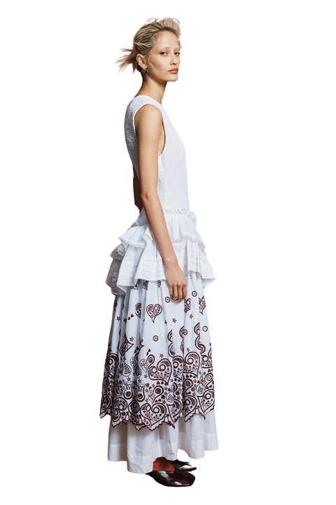 Bobby V Neck Embroidered Midi Dress