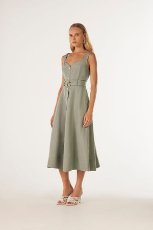 Clay Belted Midi Dress