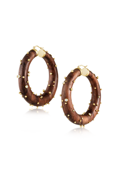 Large Walnut Hoop Earrings