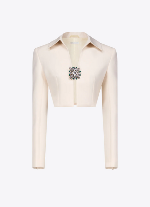 Crystal Brooch Cropped Jacket