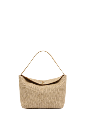 Turnlock Raffia Mini Shoulder Bag