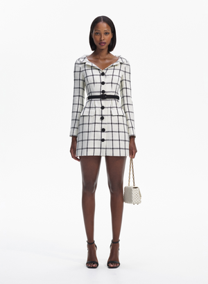 Cream Check Tailored Mini Dress