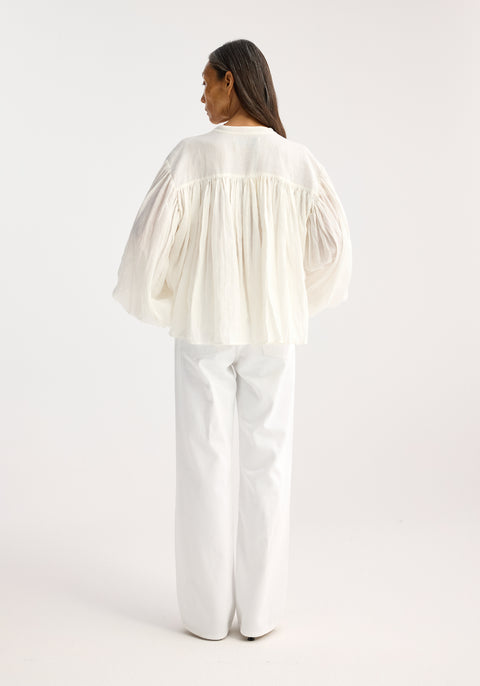 Pleated Ramie Top