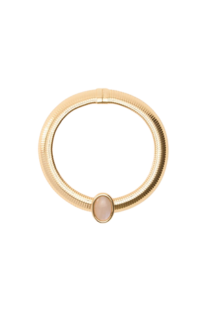 Gold necklace with removable moonstone pendant