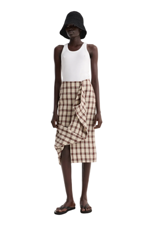 Draped Check Skirt