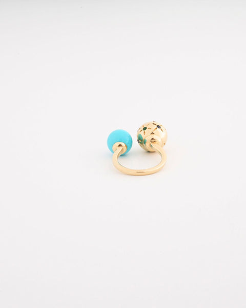 Turquoise And Gold Galaxy Ring