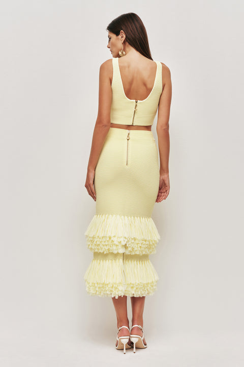 Agave Knit Raffia Midi Skirt