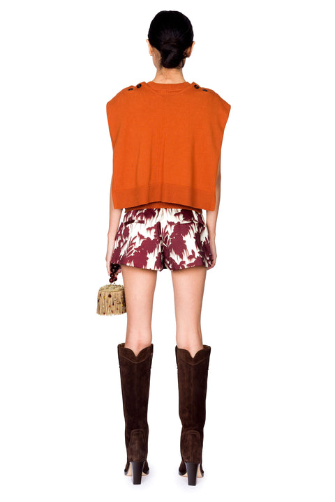 Bonded Satin Mini Skirt In Flower Print