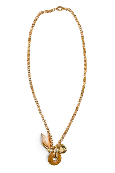 Golden Chain With Shell, Gold Donut, And Golden Shell