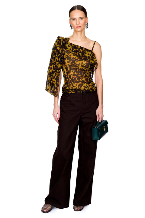 Roule Trimmed Silk Drape Top