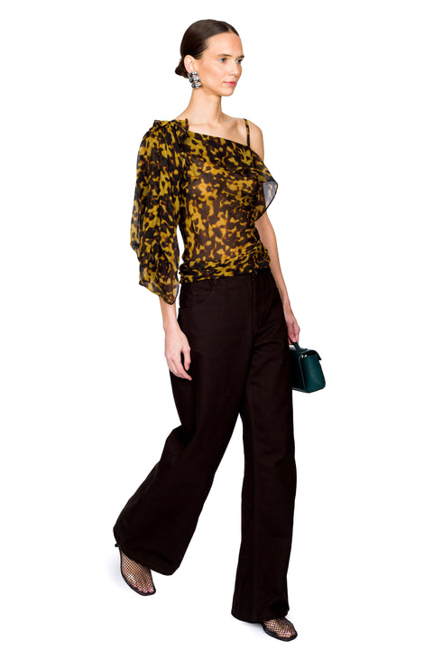 Roule Trimmed Silk Drape Top