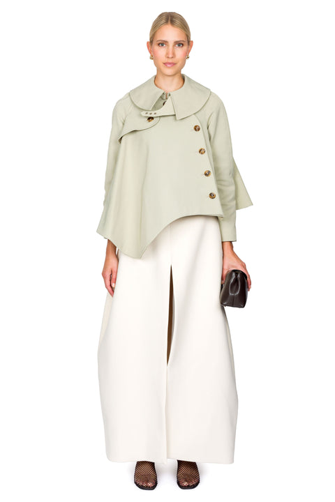 Gaberdine Short Flared Trench Jacket