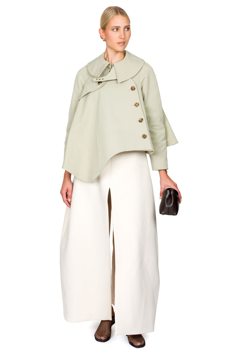 Gaberdine Short Flared Trench Jacket