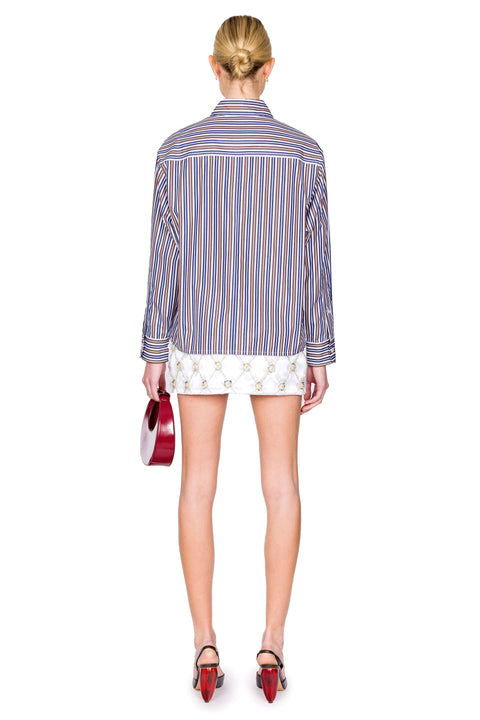 Striped Boyfriend Shirt With Embroidery