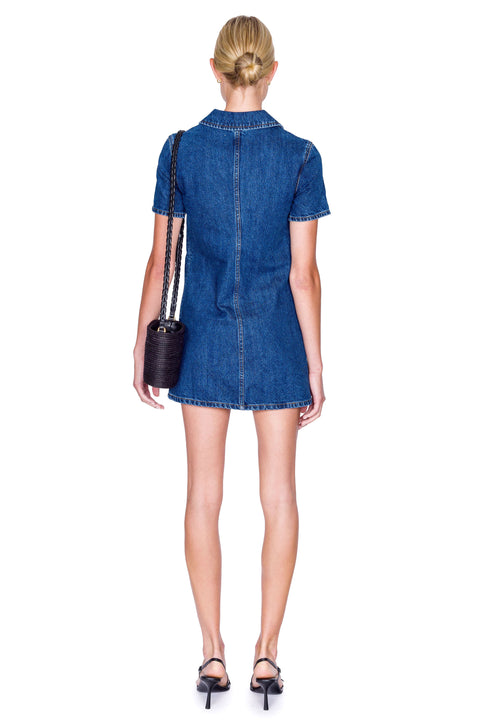 Denim Crystal Bow Mini Dress
