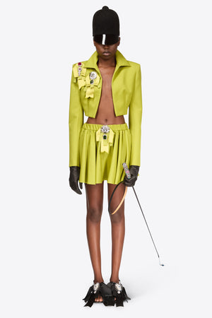 Crystal Embellished Bow Cropped Jacket