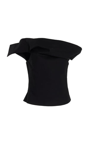 Front of black off shoulder top.