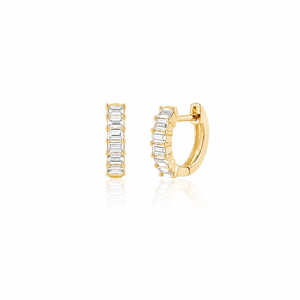 Prong Set Diamond Baguette Huggies