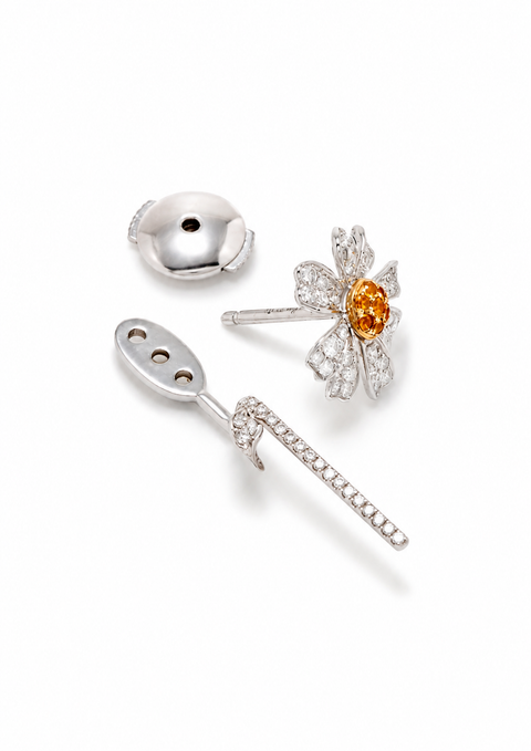 Citrine and Diamond Daisy Single Earring