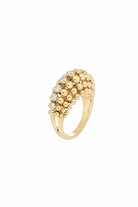 Bubbles Yellow Gold Straight Ring