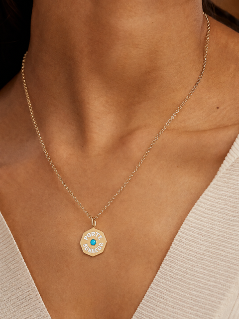 Mini Turquoise & White Enamel Porte Bonheur Charm