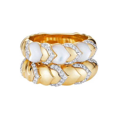 Cobra Stackable Mother Of Pearl And Diamond Ring