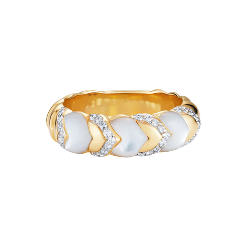 Cobra Stackable Mother Of Pearl And Diamond Ring