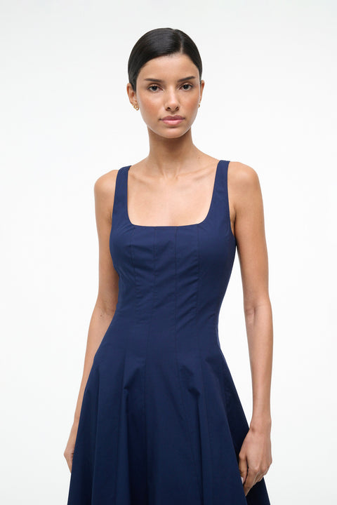 Wells Dress Navy Embroidery